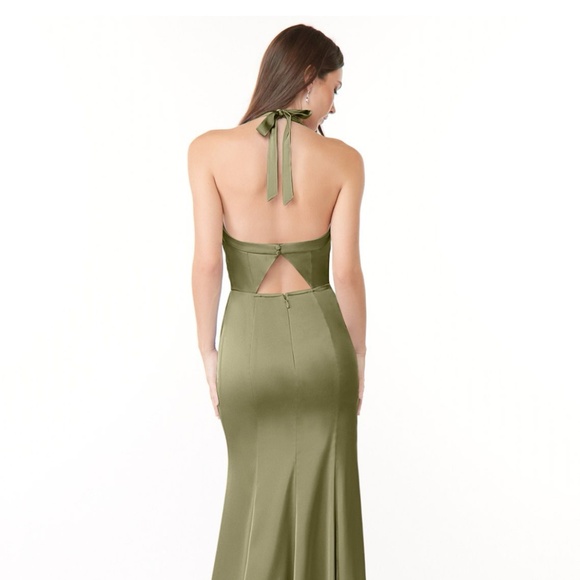 AZAZIE Green Satin Bridesmaid Dress - Picture 2 of 6